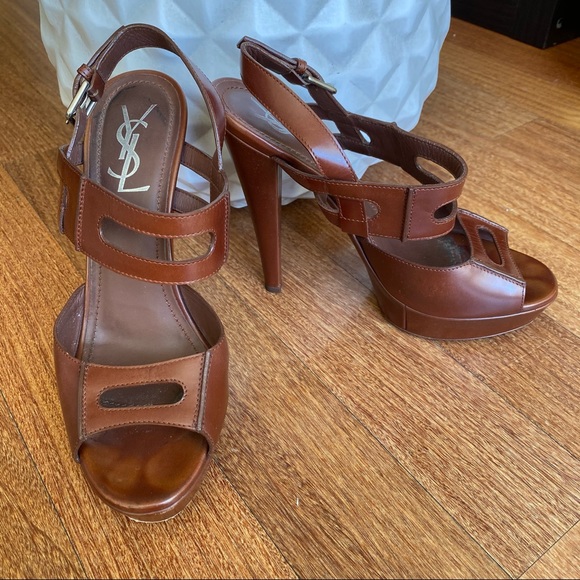 Yves Saint Laurent Shoes - YSL Cognac Platform Heels